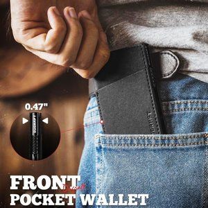 Card Holder Wallet for Men, Minimalist Pop up Wallet RFID Blocking Slim C- Black